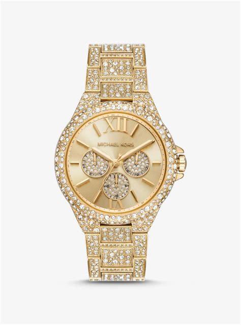 michael kors camille pavé analog bracelet watch|camille pave gold tone watch.